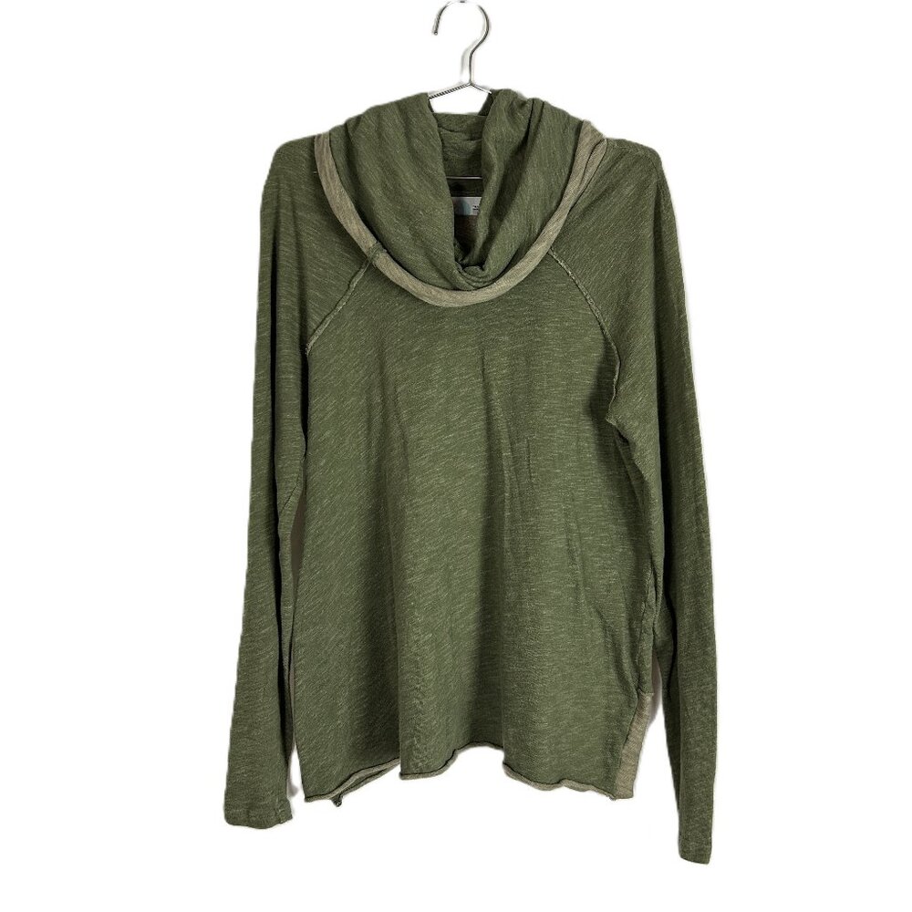 FREE People Two Body Beach Top Size S/M Cocoon Cowl Neck Raw Hem Green